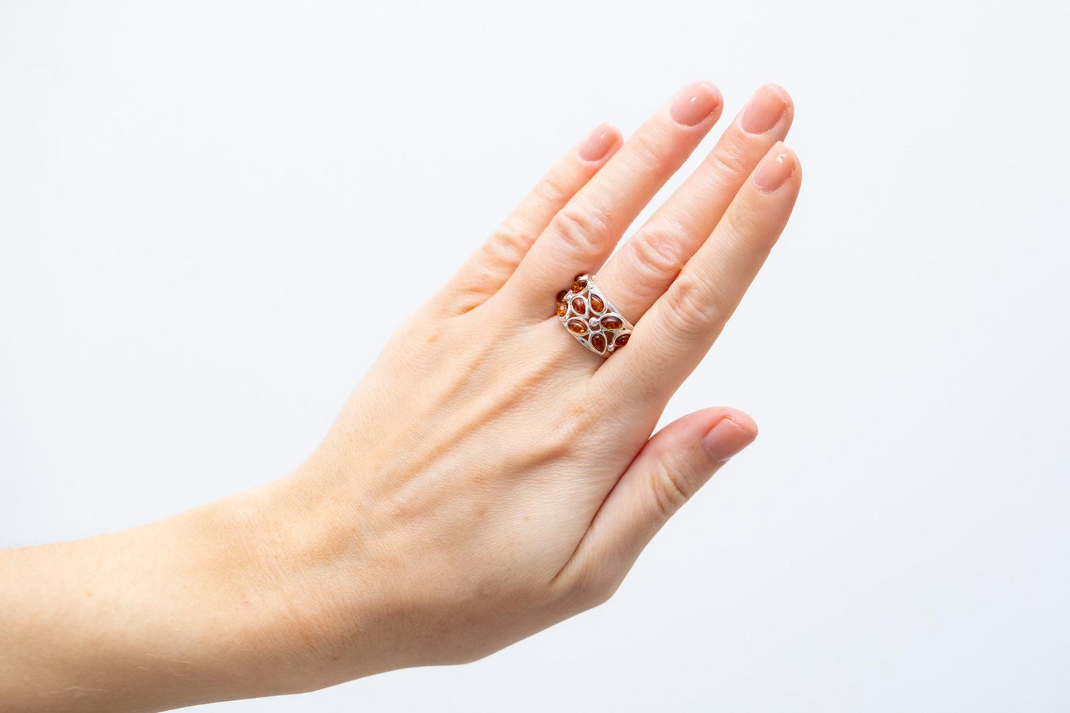 Floral Amber Cuff Ring