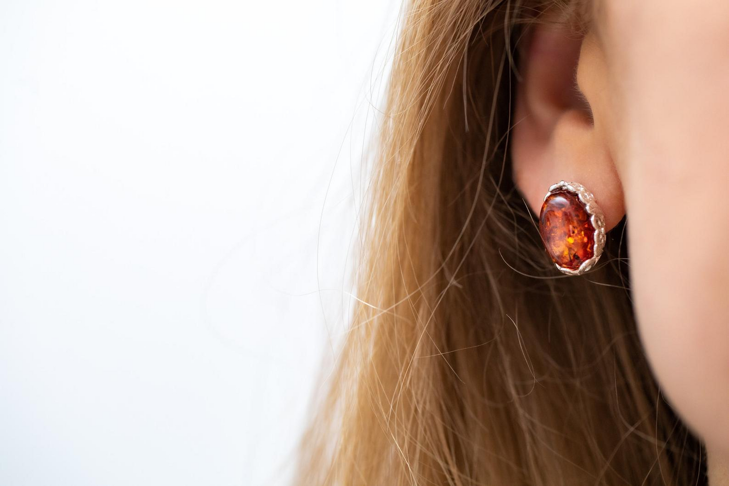 Floral Frame Amber Stud Earrings