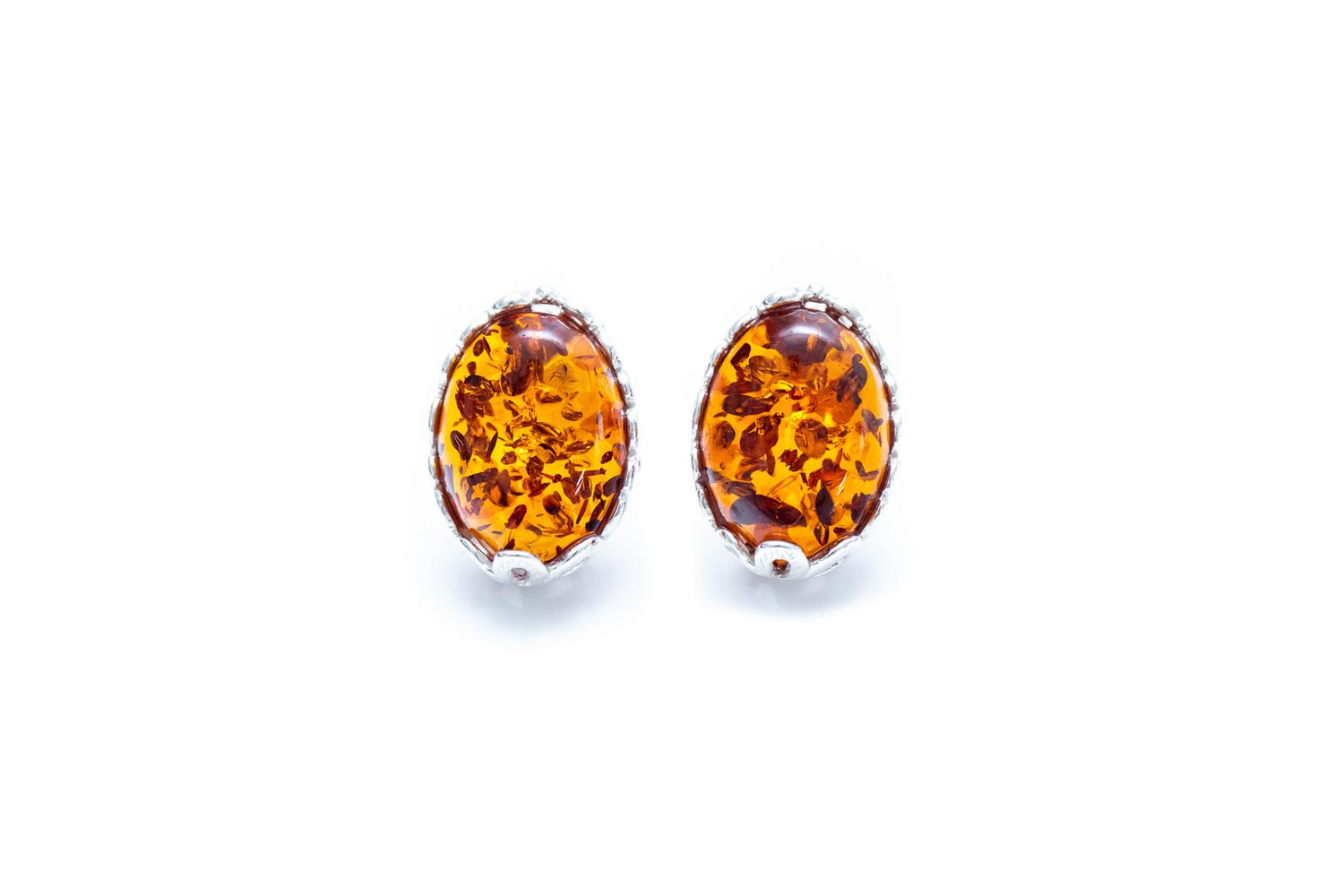 Floral Frame Amber Stud Earrings