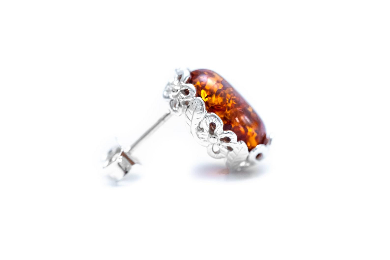 Floral Frame Amber Stud Earrings