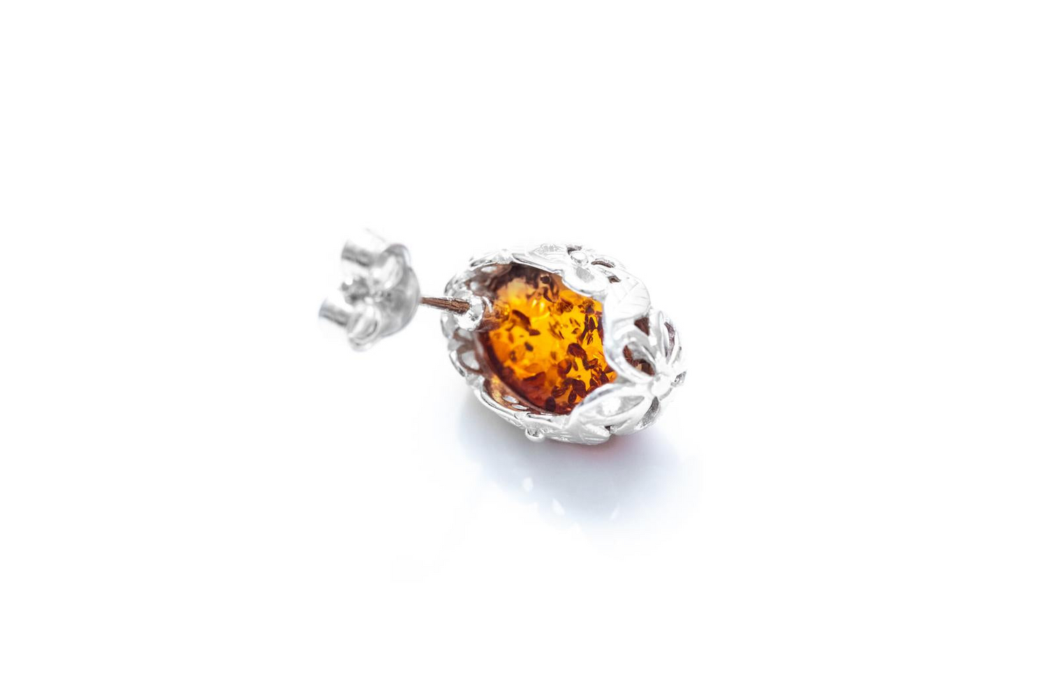 Floral Frame Amber Stud Earrings