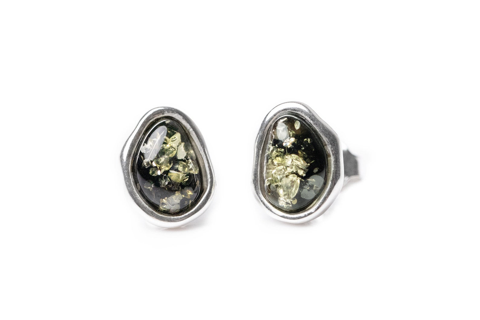 Green Amber ELEMENTS Stud Earrings - Selectique 