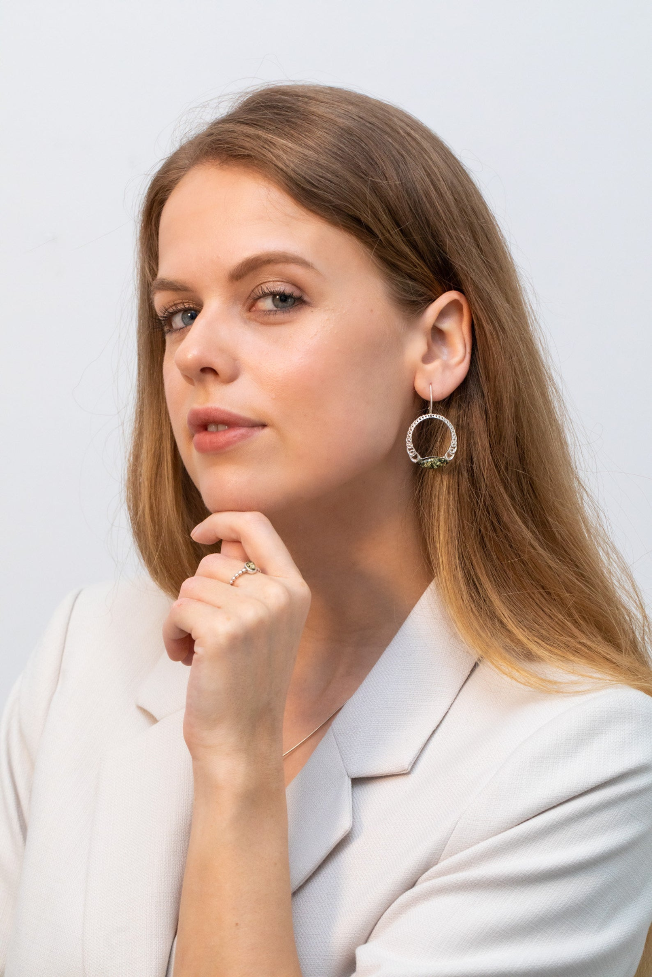 Large Green Hoop Earrings