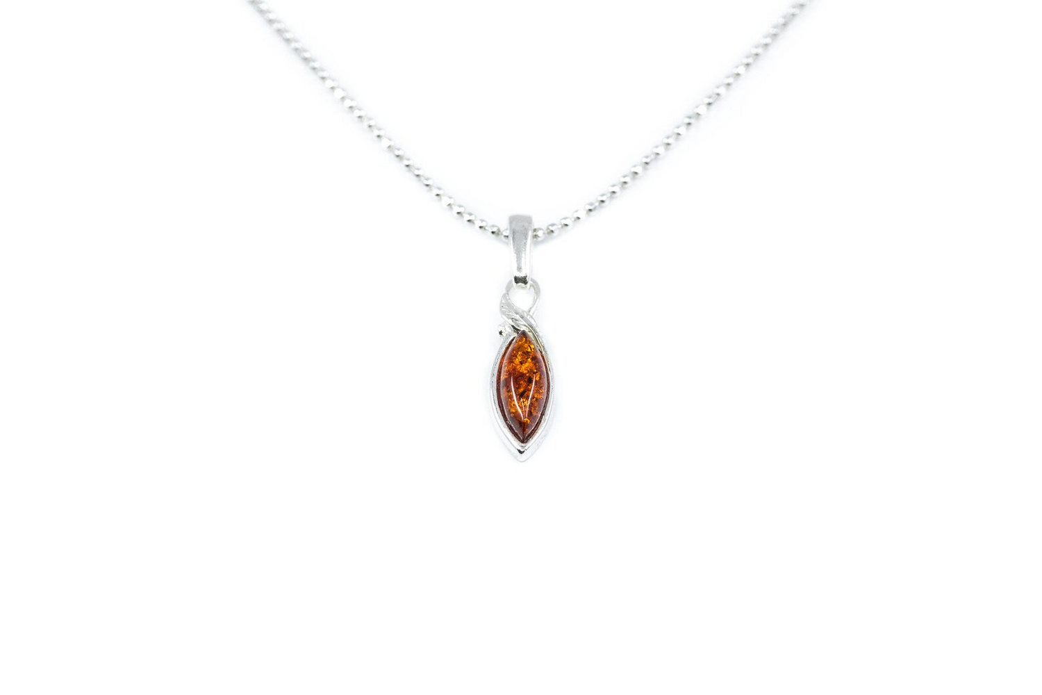 Minimal Leaf Amber Pendant