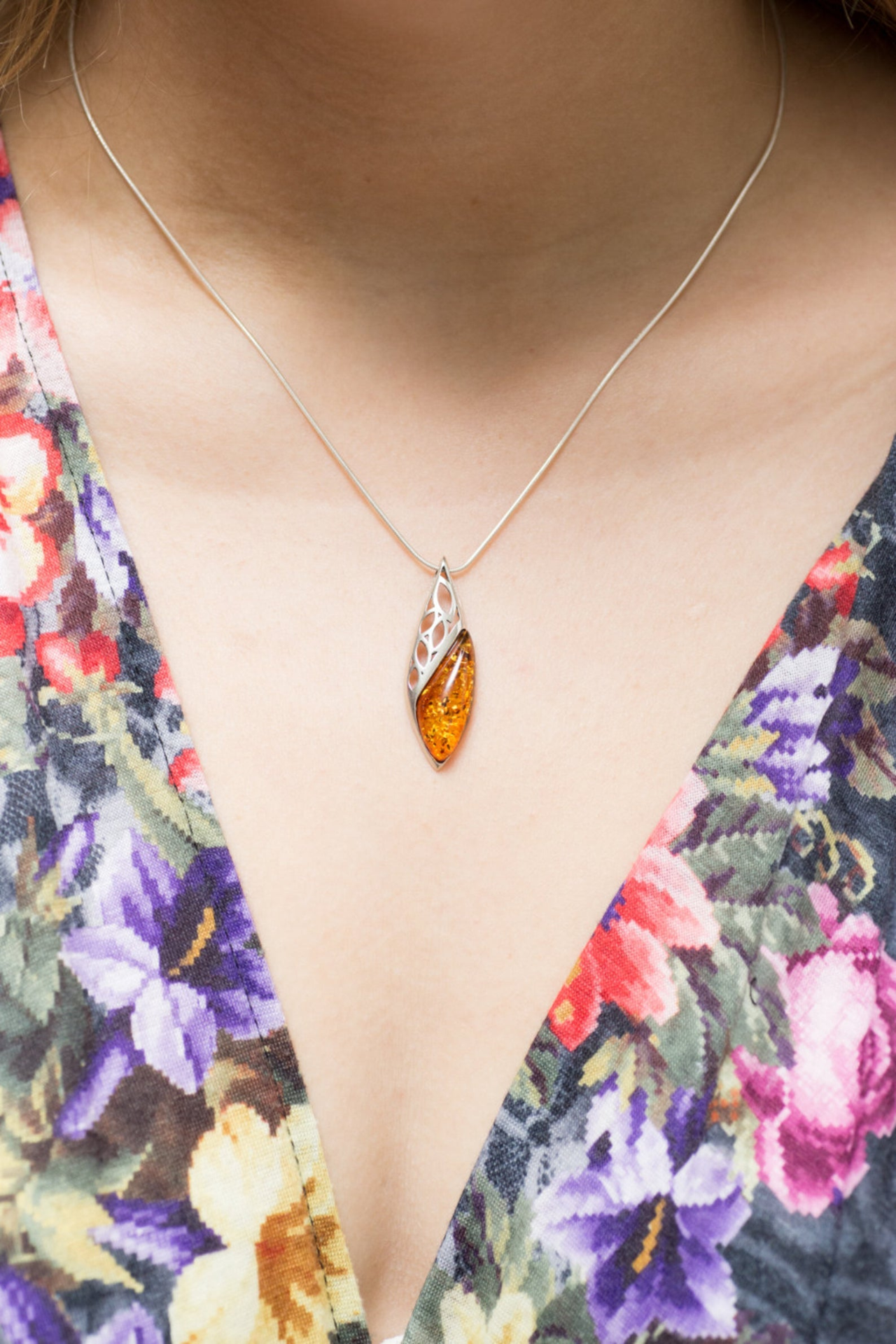 Modern Amber Drop Pendant