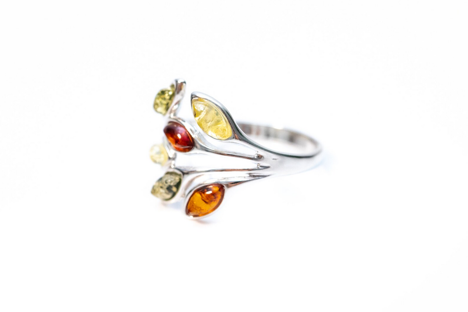 Multicolour Amber Floral Ring