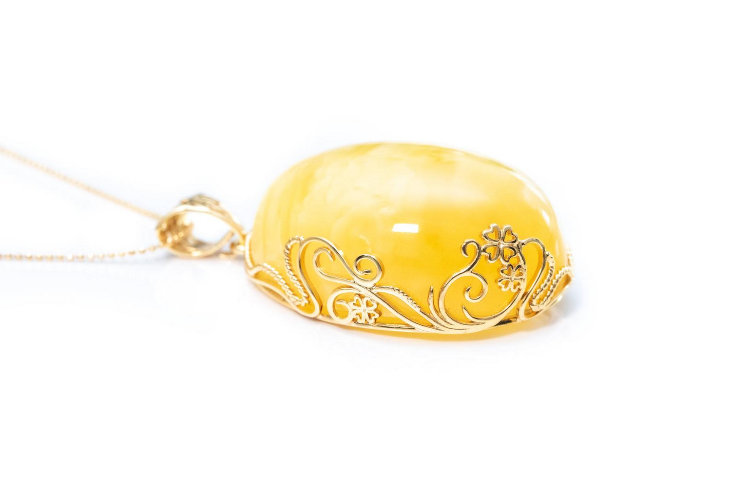 OOAK Butterscotch Reverse Filigree Pendant