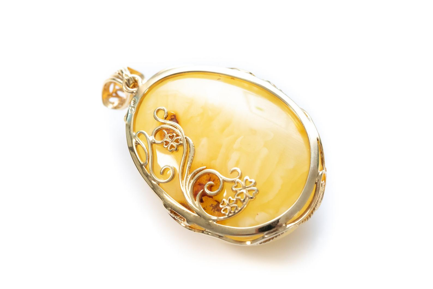 OOAK Butterscotch Reverse Filigree Pendant