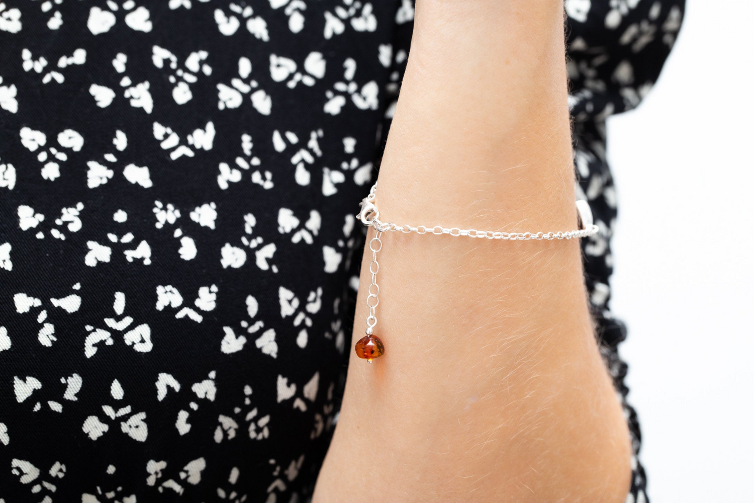 Reversible Dainty Amber Heart Bracelet