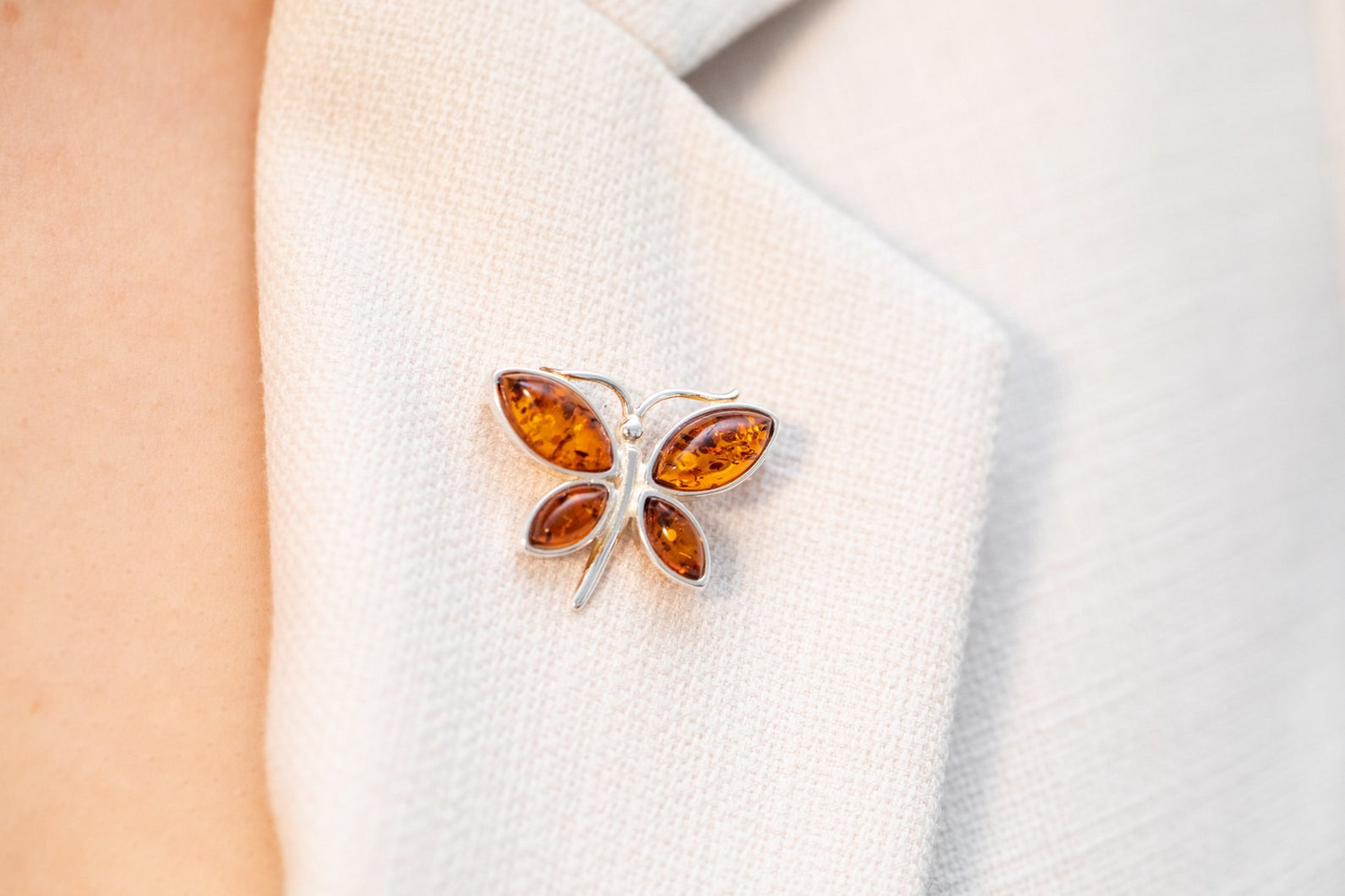 Small Amber Butterfly Brooch