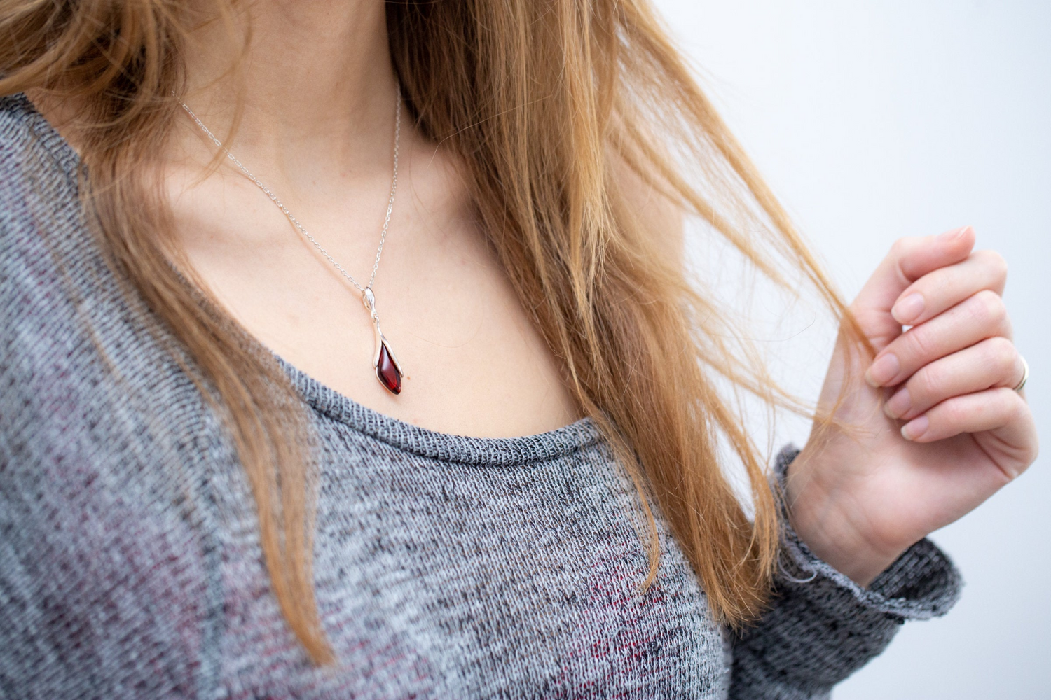 Subtle Cherry Amber Droplet Pendant