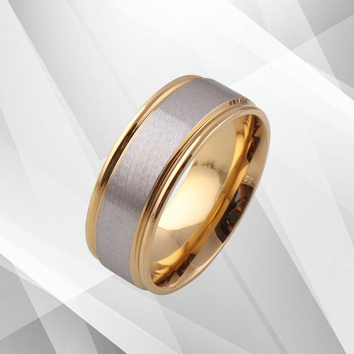 Titanium Unisex Extra Large Wedding Band Ring 18Ct Yellow And White.