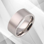 Mens Flat Titanium 18Ct White Gold Over Engagement Wedding Band Ring.