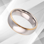 Gorgeous Mens Titanium Premium Wedding Band Ring 18Ct Yellow And White.