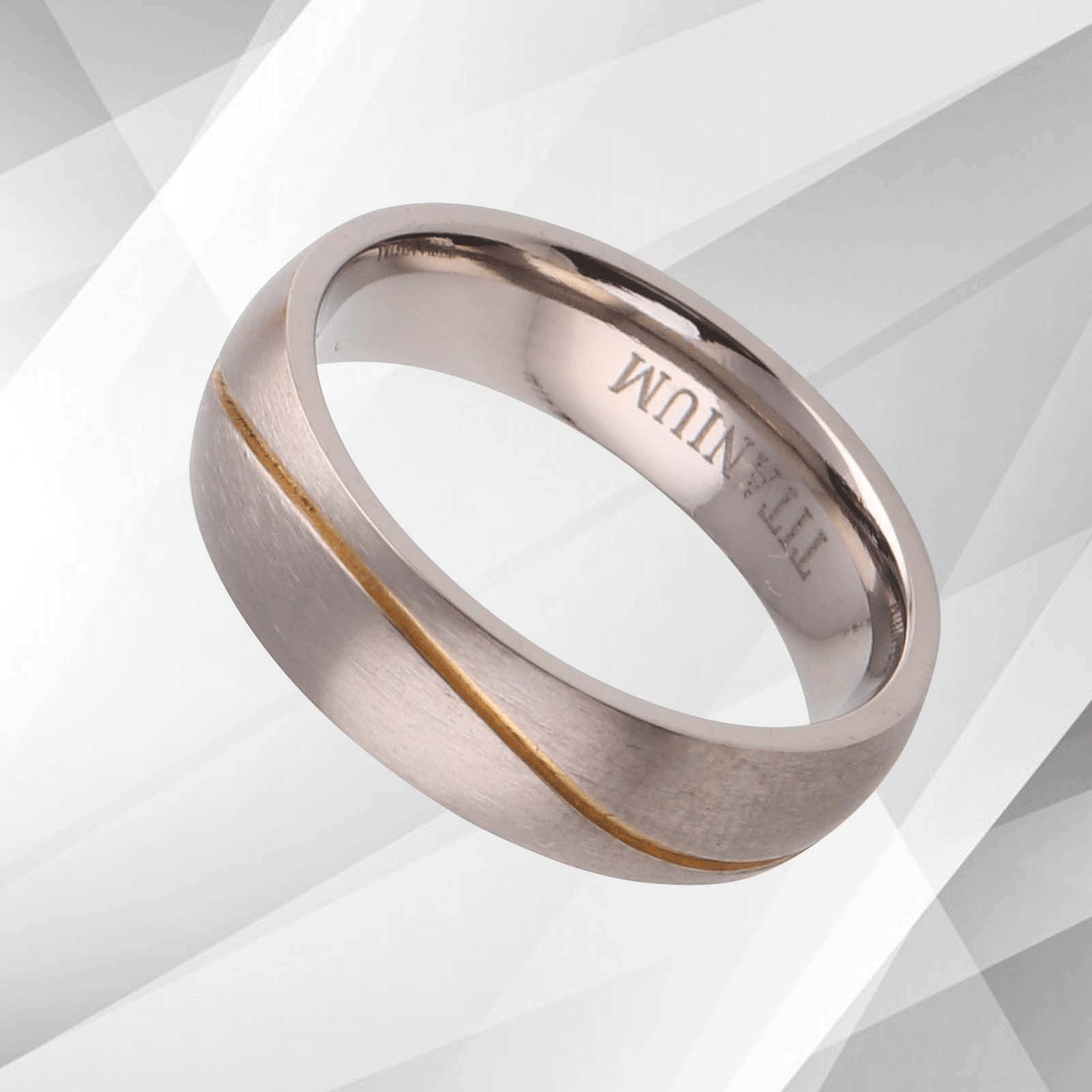 Gorgeous Mens Wedding Titanium Premium Band Ring 18Ct Yellow And White.