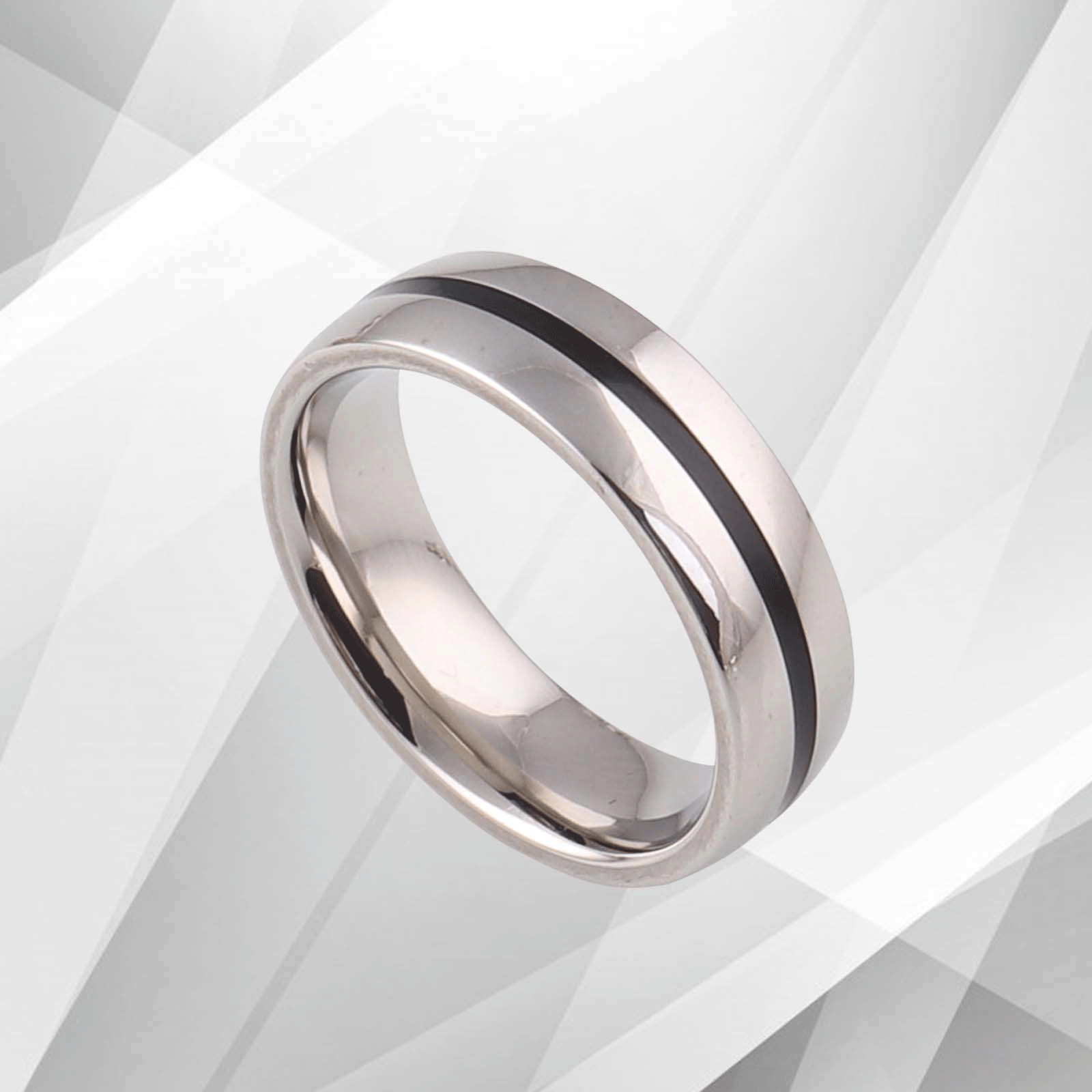 Mens Titanium Wedding Anniversary Band Ring D Shaped 18Ct White Gold.