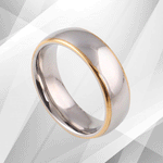 Gorgeous Mens Titanium Premium Wedding Band Ring 18Ct Yellow And White.