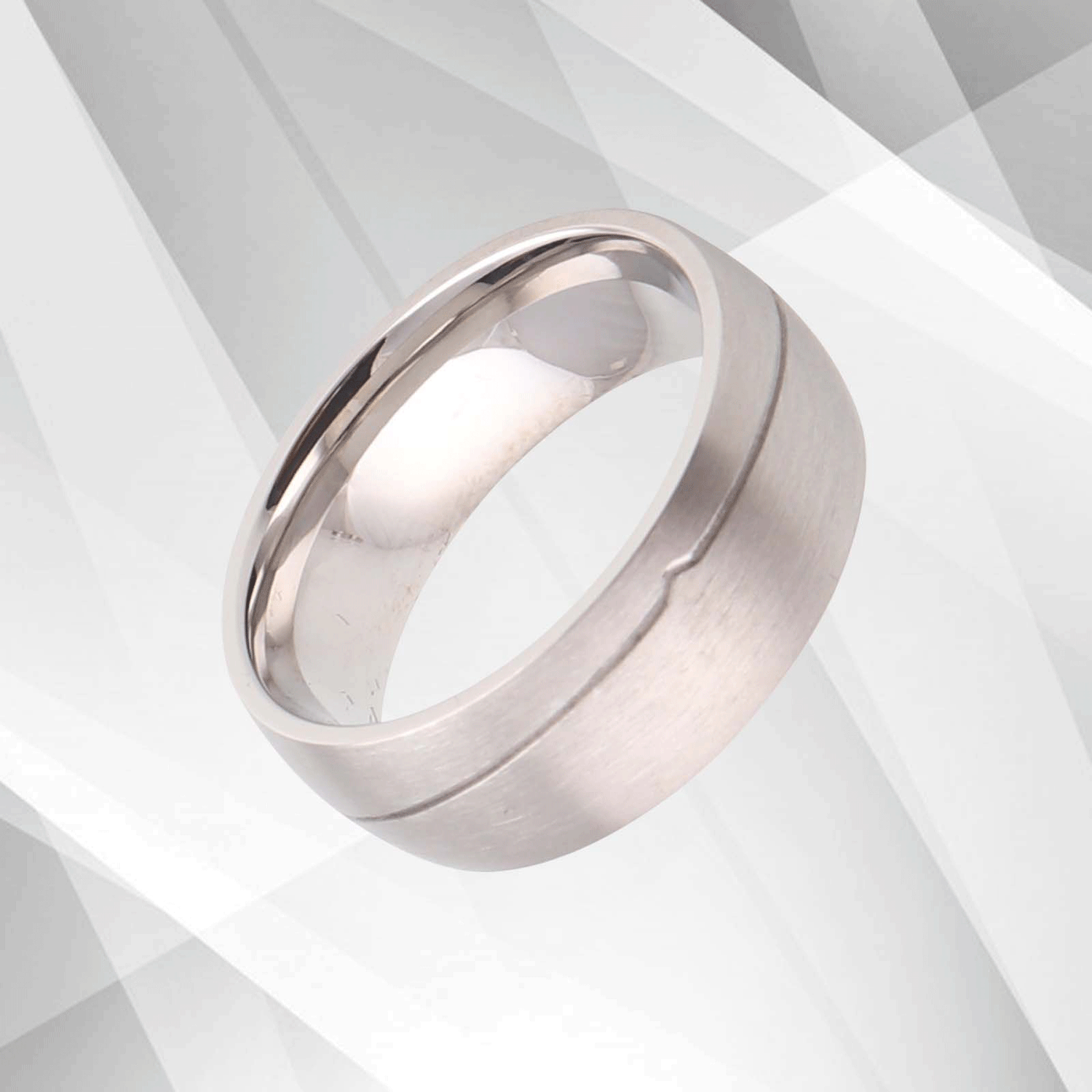 Men’s 18Ct White Gold Over Titanium Wedding Engagement Anniversary.