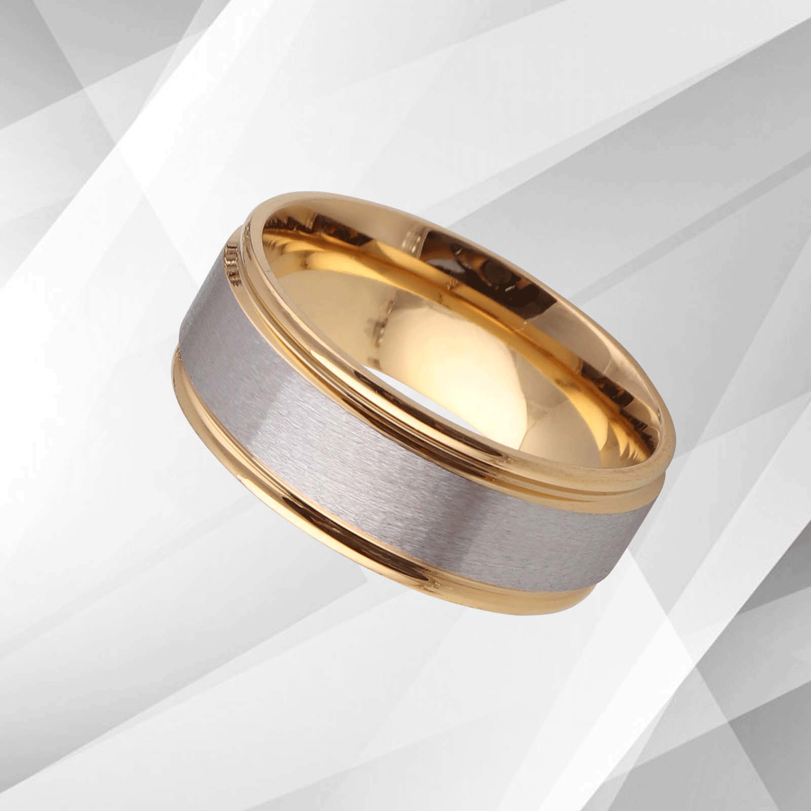 Titanium Unisex Extra Large Wedding Band Ring 18Ct Yellow And White.