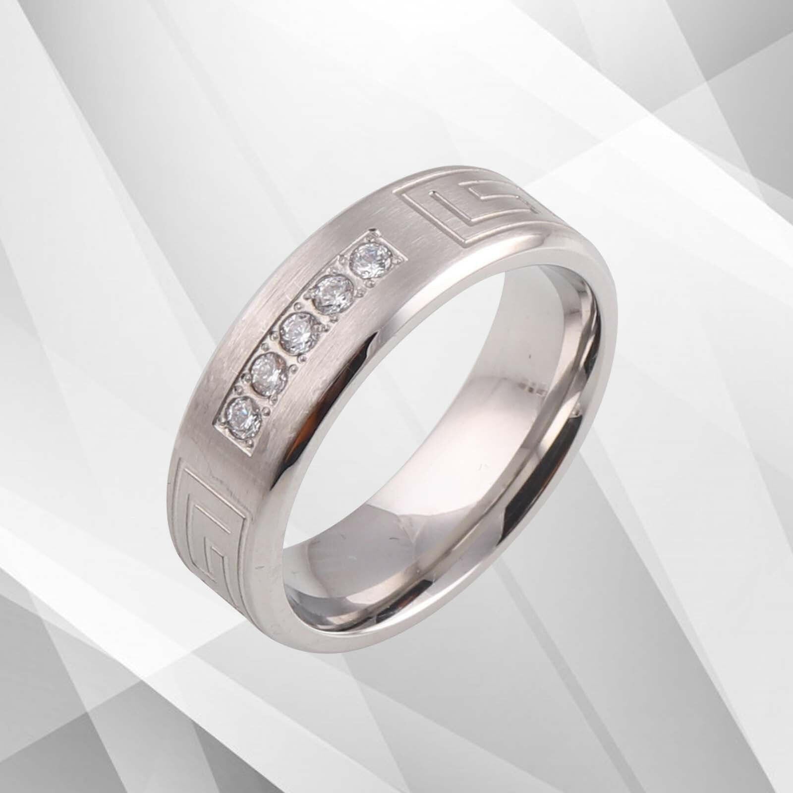 Titanium Five 0.35Ct C Z Diamond Wedding Band 18Ct White Gold Over.