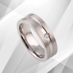 Titanium Wedding Ring 0.35Ct C Z Diamond Anniversary Band 18Ct White.