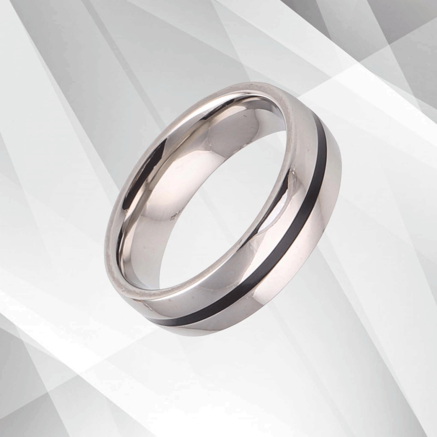 Mens Titanium Wedding Anniversary Band Ring D Shaped 18Ct White Gold.