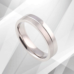 Sleek Mens Flat Shape Titanium Wedding Engagement Band Ring 18Ct White.