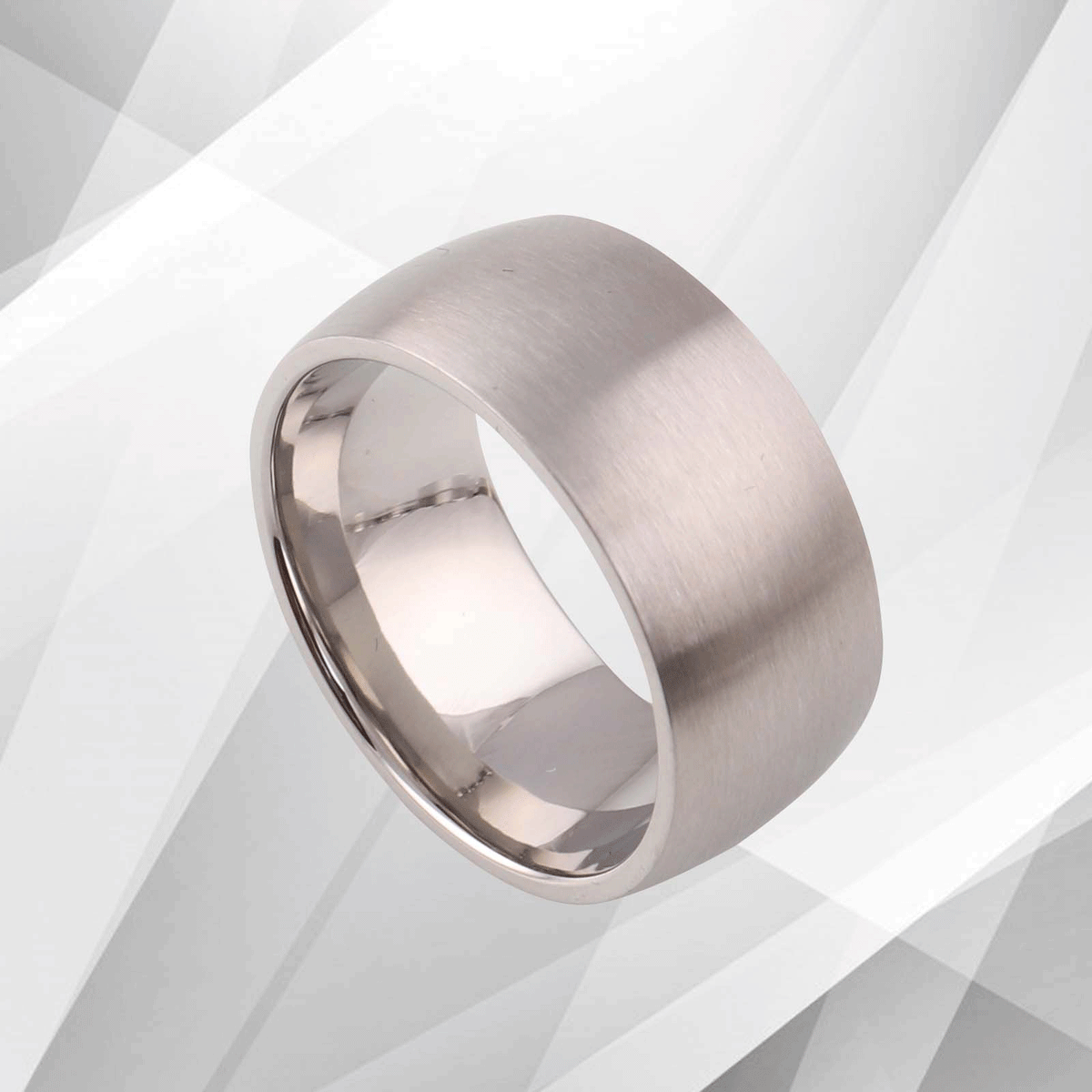 UK Men’s D Shaped 18Ct White Gold Over Extra Wide Titanium Engagement.