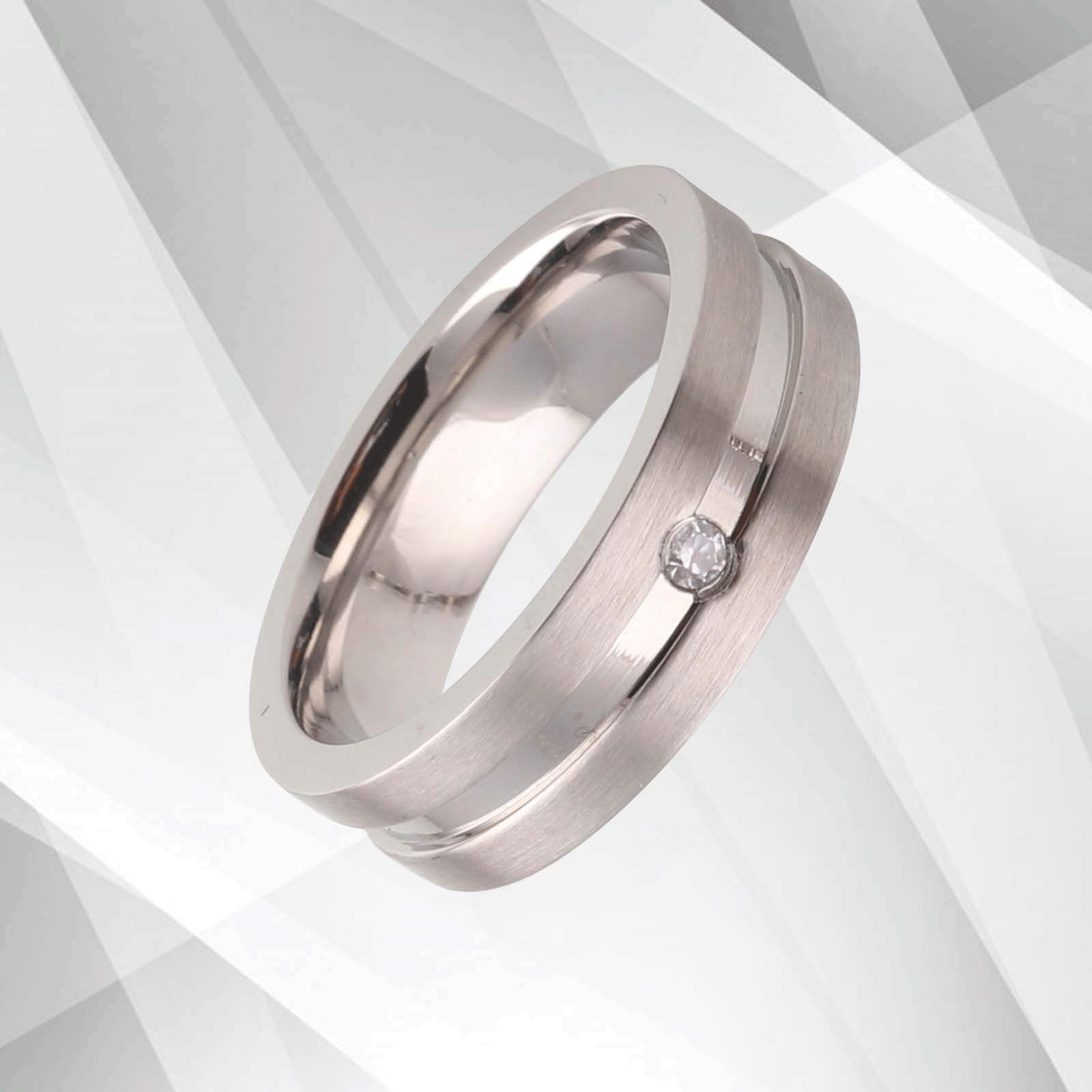 Titanium Wedding Ring 0.35Ct C Z Diamond Anniversary Band 18Ct White.