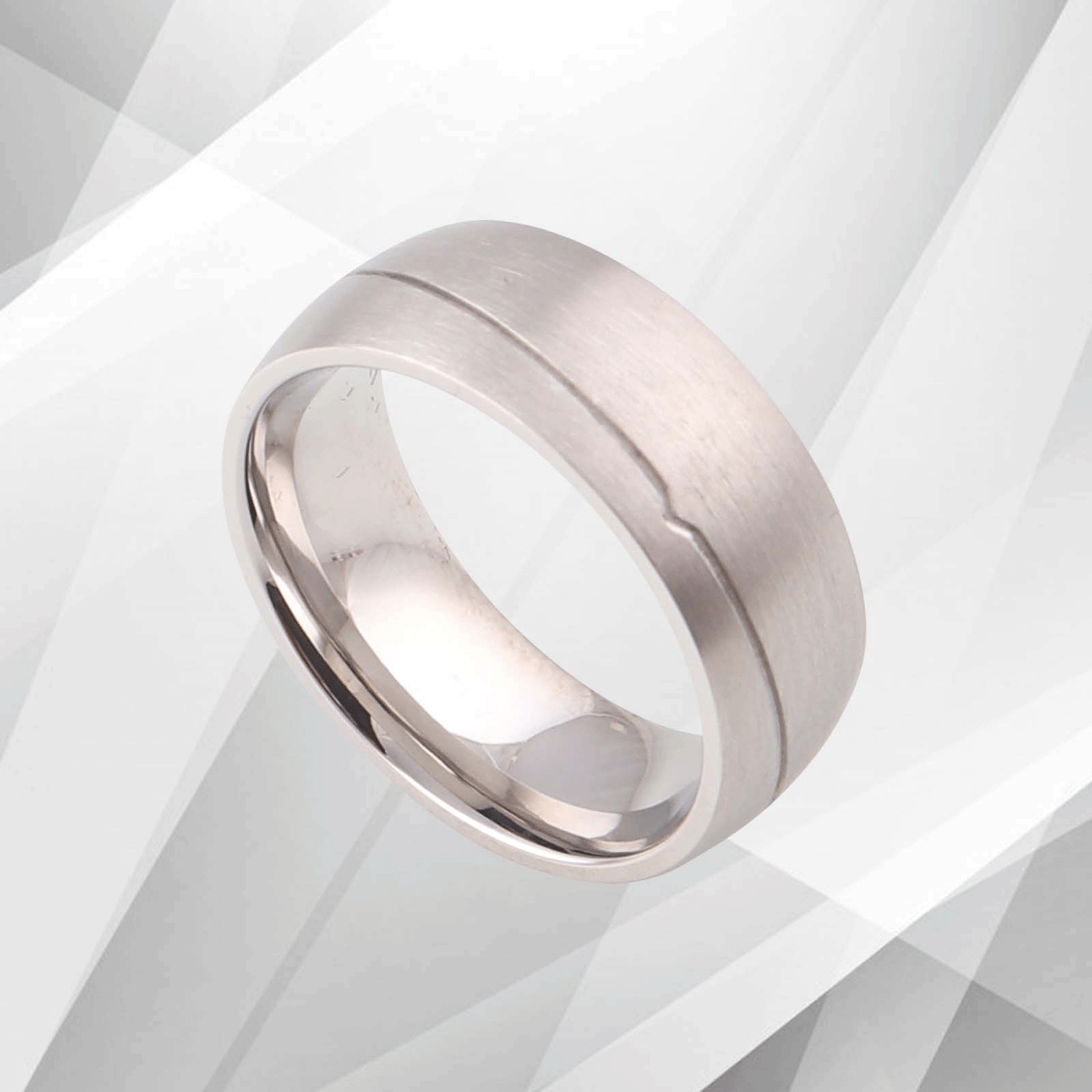 Men’s 18Ct White Gold Over Titanium Wedding Engagement Anniversary.