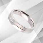 Sleek Mens Flat Shape Titanium Wedding Engagement Band Ring 18Ct White.