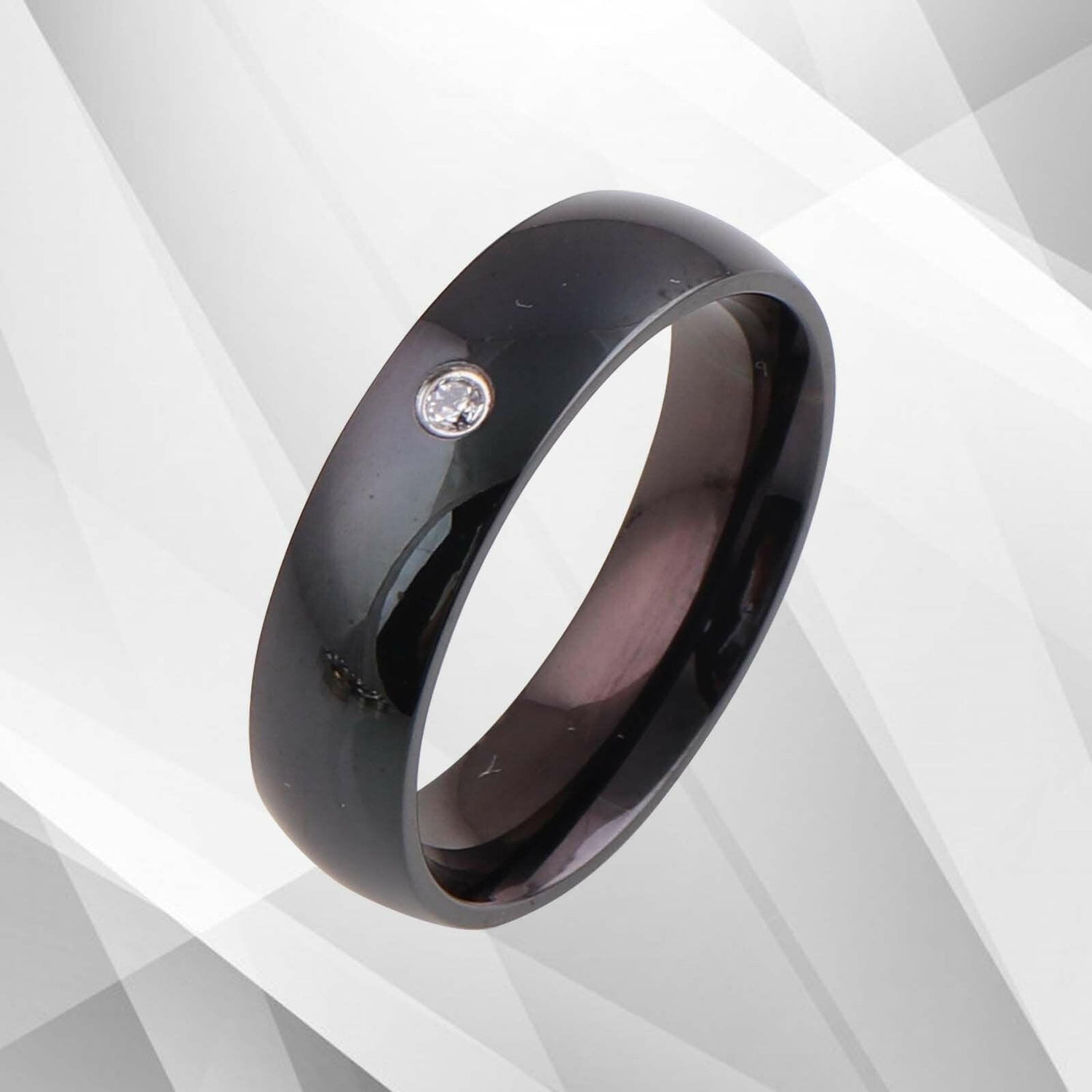 0.35Ct C Z Diamond Ring Anniversary Engagement Black Titanium Band.