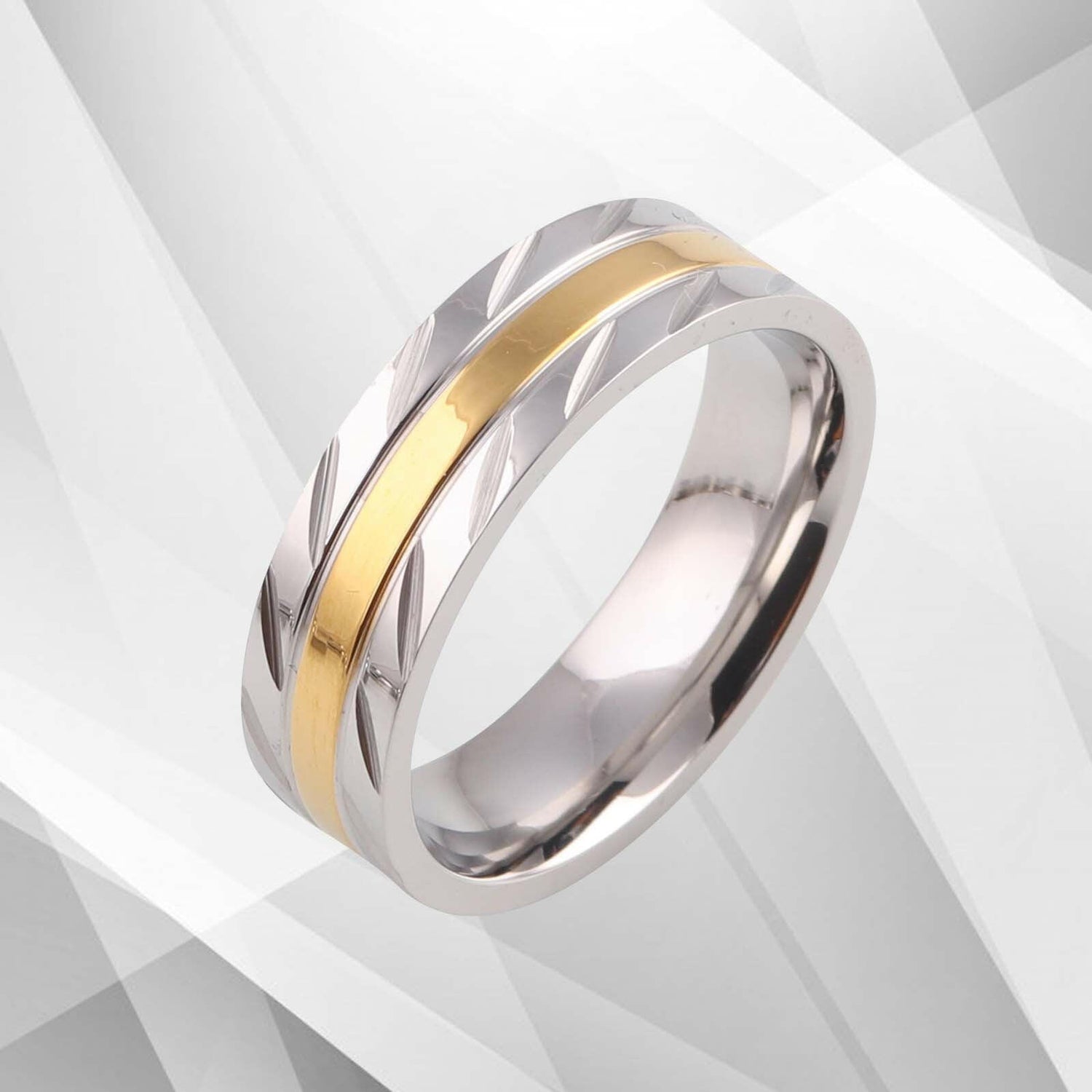 Men’s 18Ct White Gold Over Titanium Flat Shape Male Wedding Engagement.