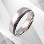 Mens Titanium Wedding Anniversary Band Ring D Shaped 18Ct White Gold.