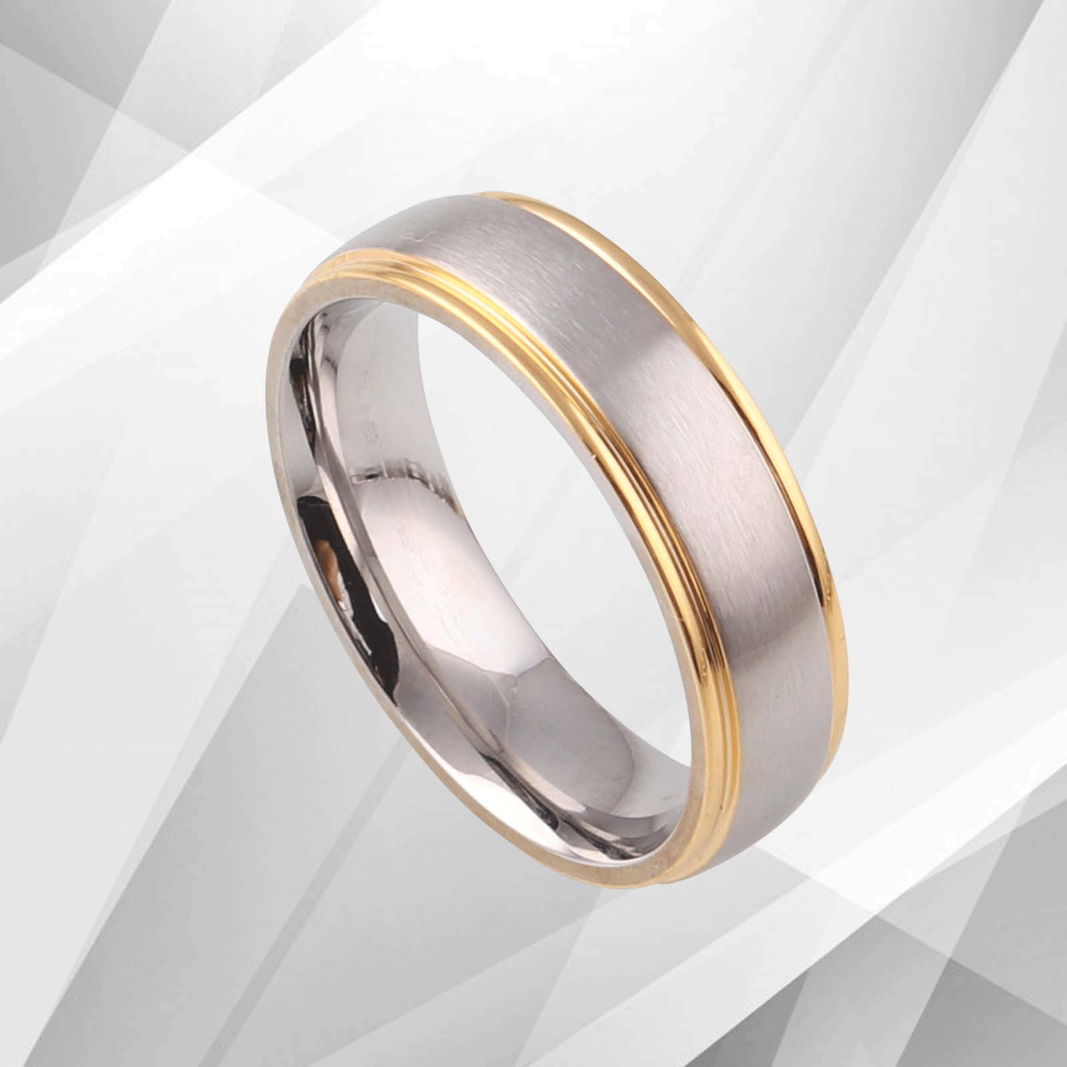 Mens Titanium Engagement Wedding Anniversary Band Ring 18Ct White Gold.