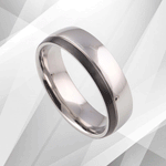 Mens Titanium Wedding Anniversary Band Ring D Shaped 18Ct White Gold.