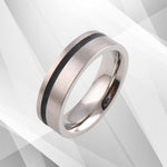 Mens Flat Titanium Wedding Anniversary Band Ring 18Ct White Gold Over.