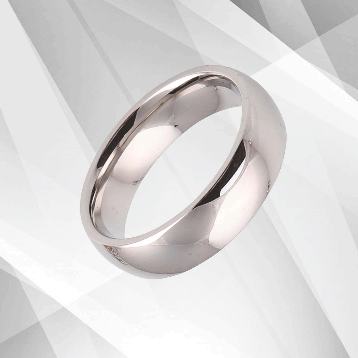 6mm Men’s Wedding Anniversary Titanium Band Ring Sparkling 18Ct White.