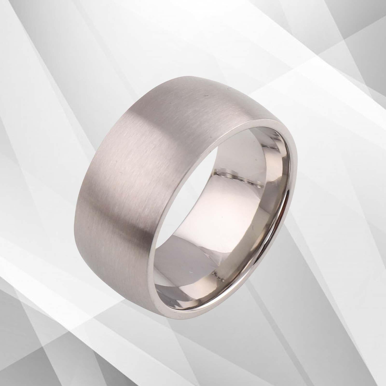 UK Men’s D Shaped 18Ct White Gold Over Extra Wide Titanium Engagement.