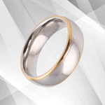 Gorgeous Mens Titanium Premium Wedding Band Ring 18Ct Yellow And White.