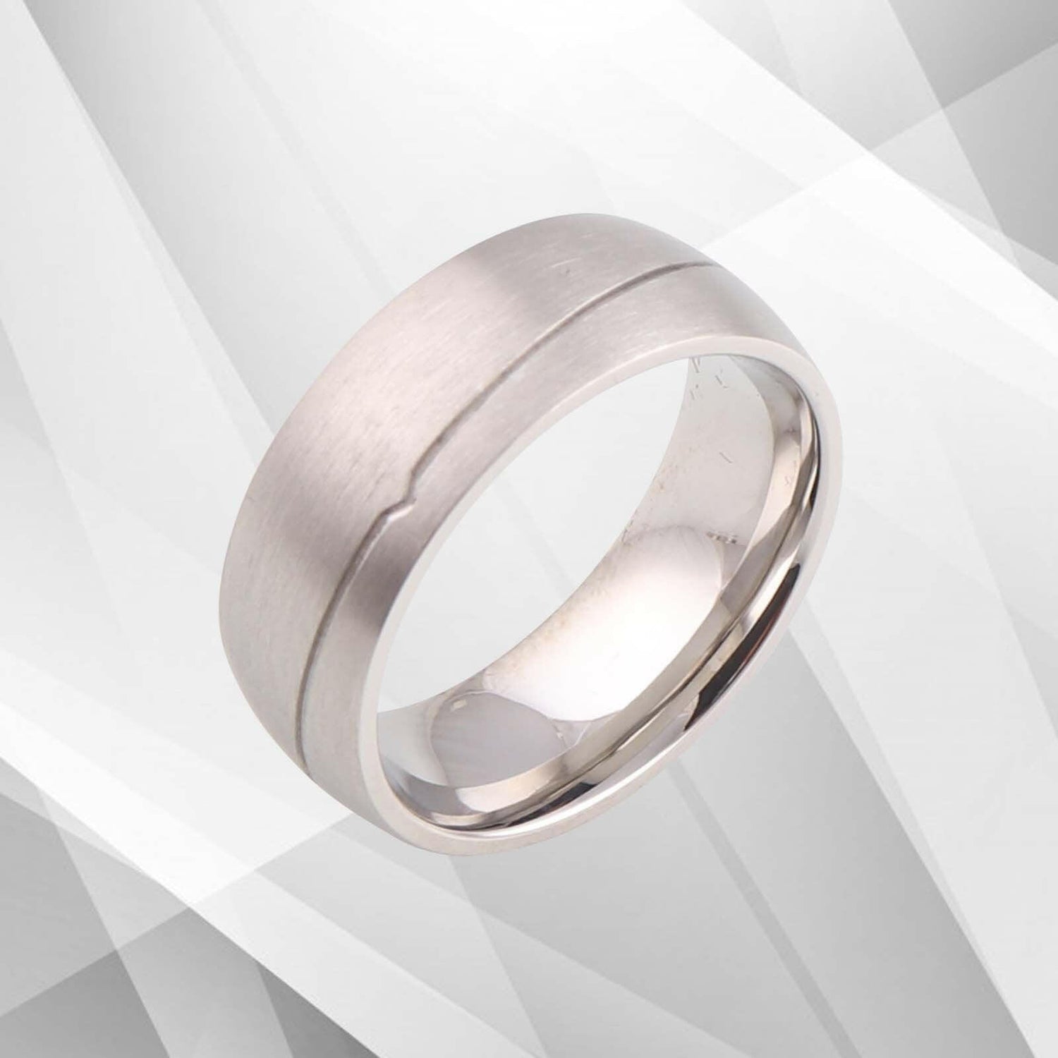 Men’s 18Ct White Gold Over Titanium Wedding Engagement Anniversary.