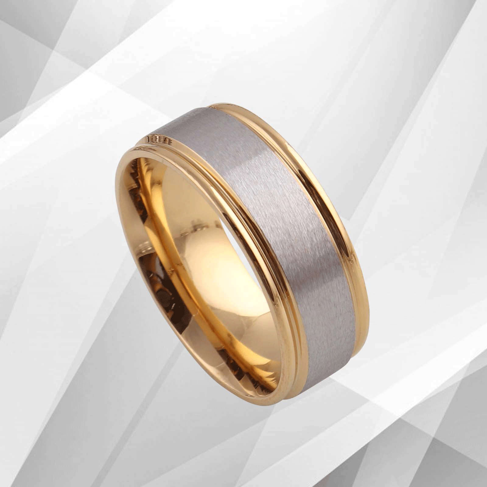 Titanium Unisex Extra Large Wedding Band Ring 18Ct Yellow And White.