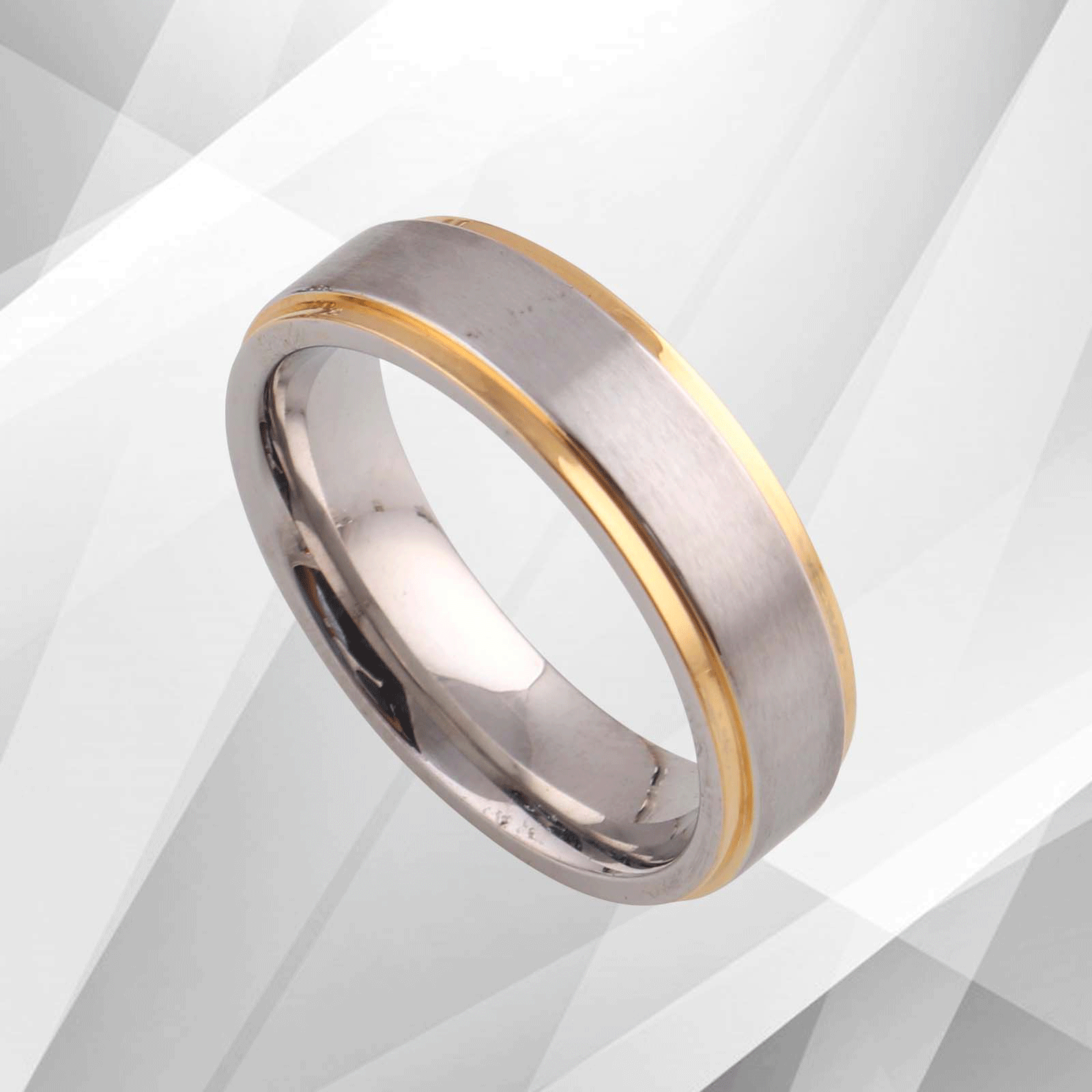 6mm Mens Gents Titanium Engagement Wedding Ring 18Ct Yellow & White.