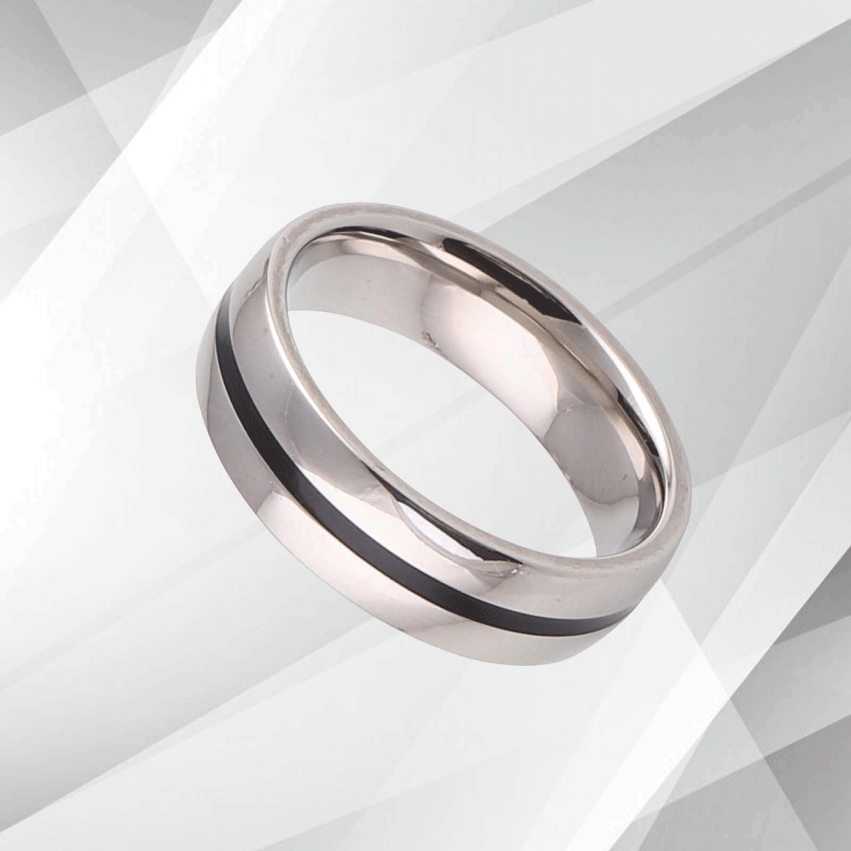 Mens Titanium Wedding Anniversary Band Ring D Shaped 18Ct White Gold.