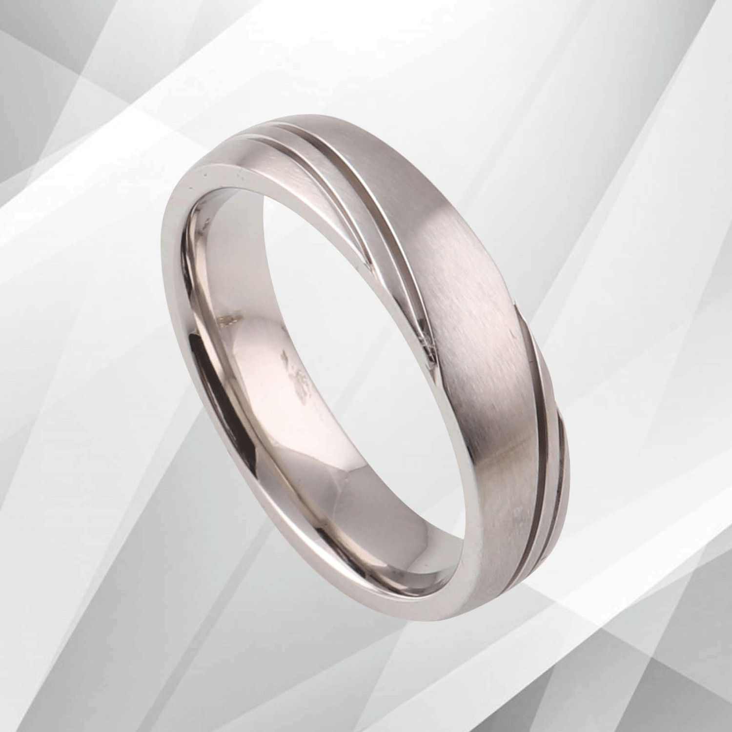 Gorgeous Mens Titanium Premium Wedding Engagement Band Ring 18Ct White.