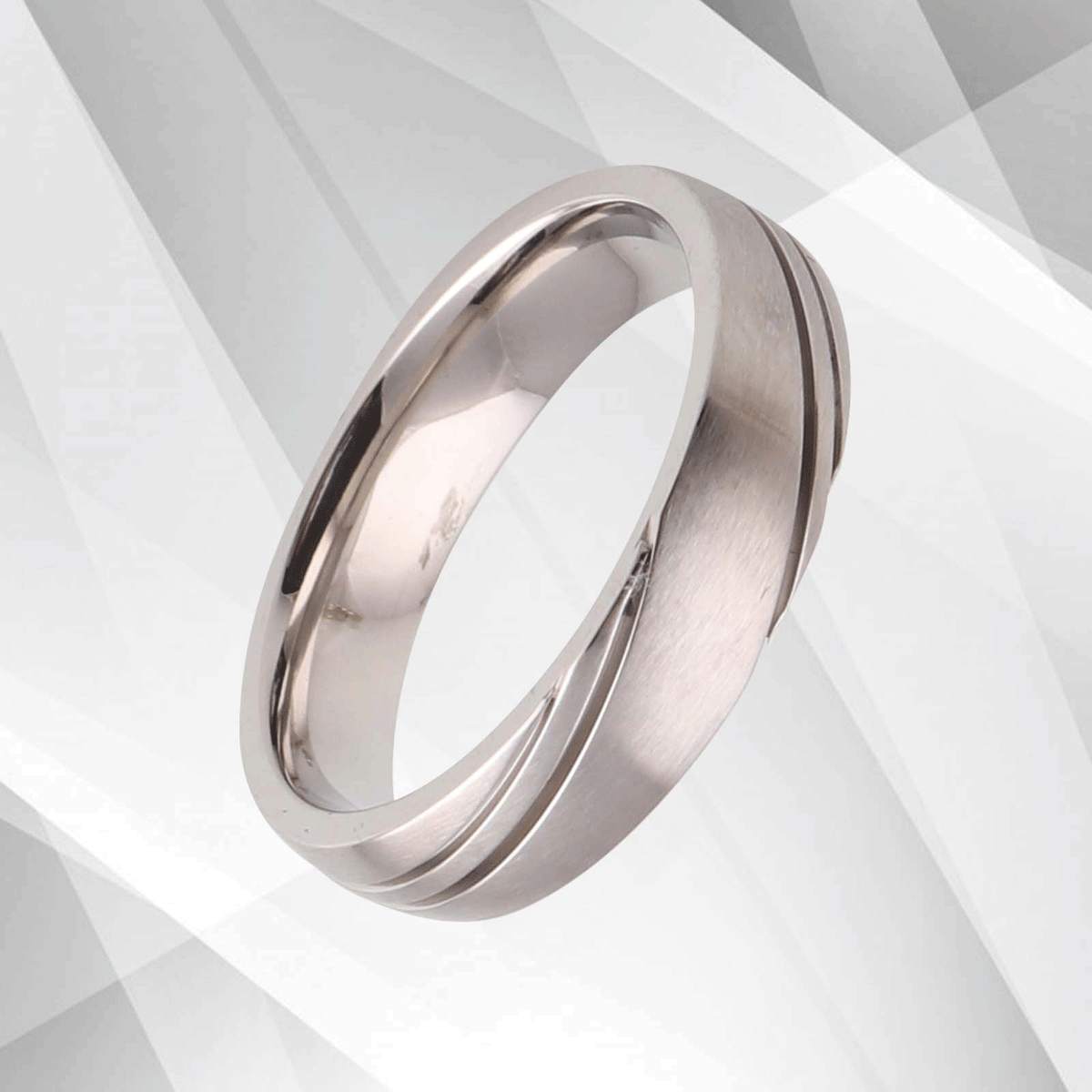 Gorgeous Mens Titanium Premium Wedding Engagement Band Ring 18Ct White.