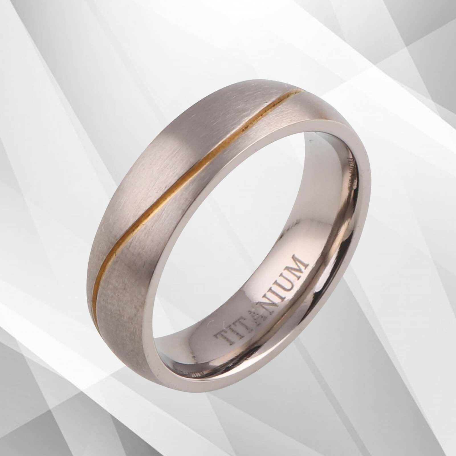 Gorgeous Mens Wedding Titanium Premium Band Ring 18Ct Yellow And White.