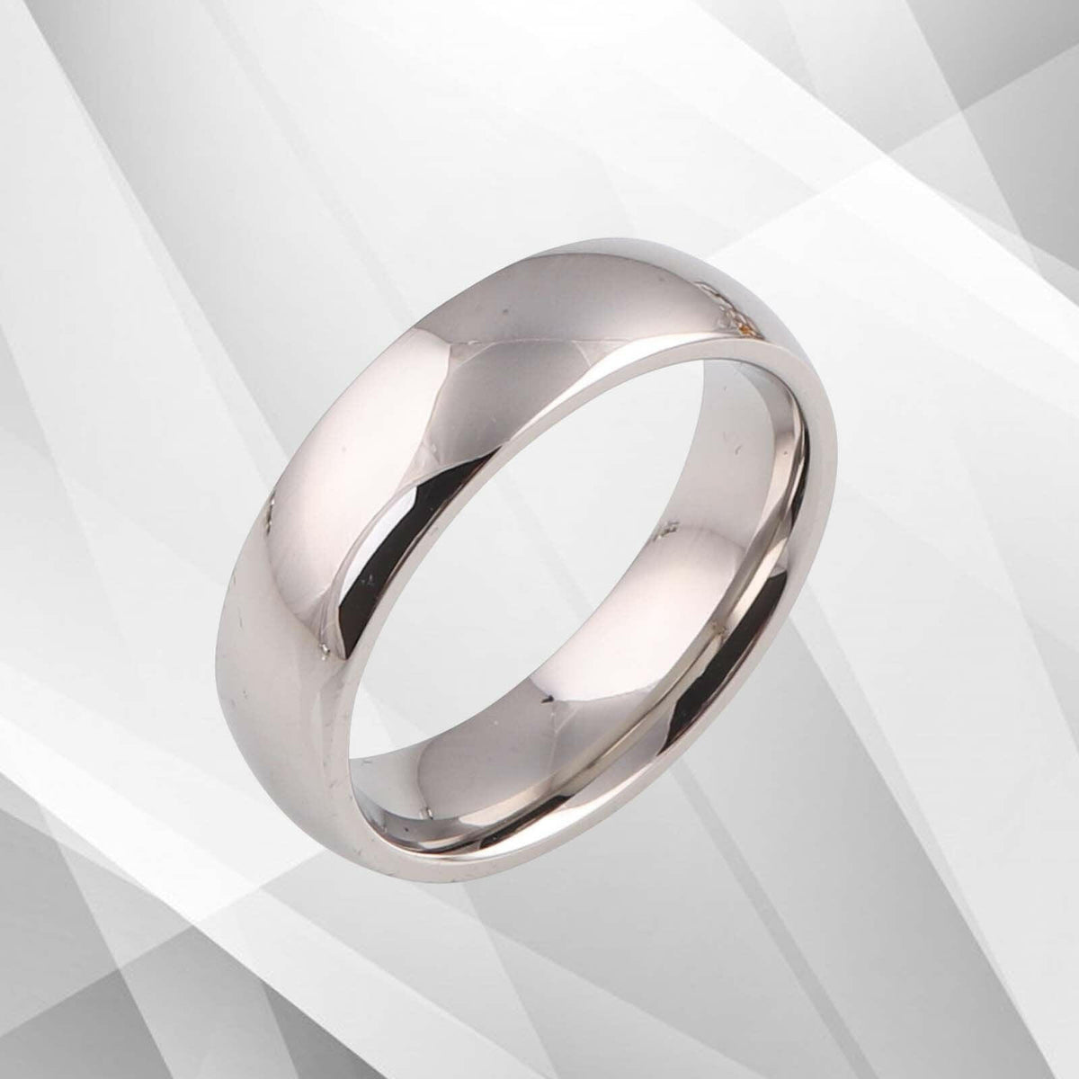 6mm Men’s Wedding Anniversary Titanium Band Ring Sparkling 18Ct White.