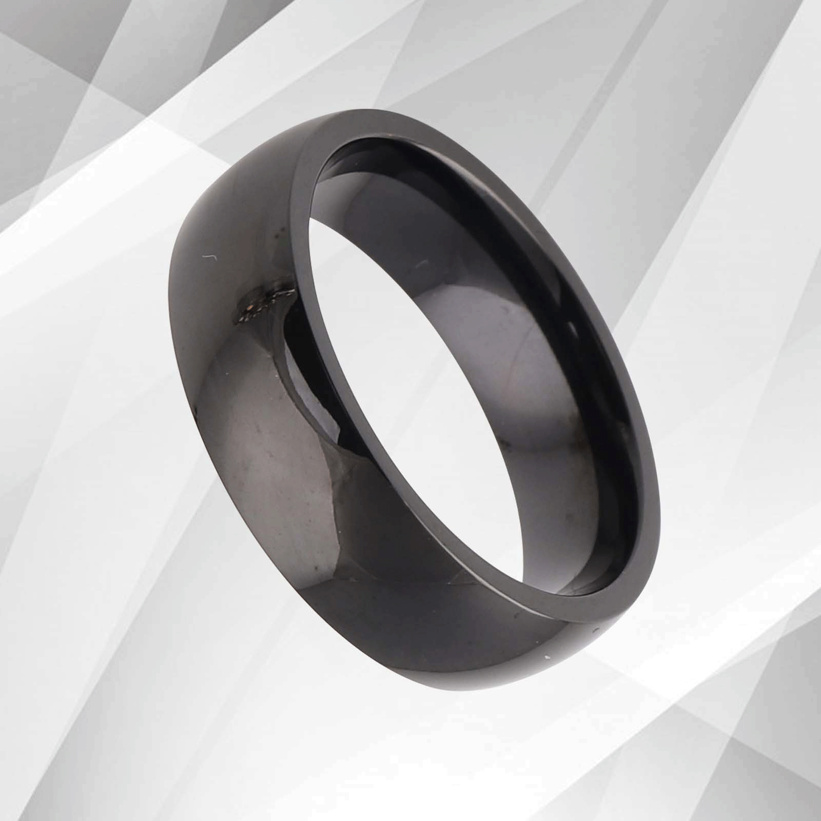 6mm Men’s Sparkling Anniversary Black Titanium Wedding Band Ring.