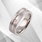 Titanium Wedding Ring 0.35Ct C Z Diamond Anniversary Band 18Ct White.